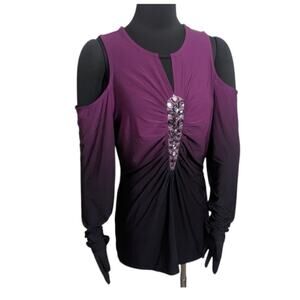 Venus Deep Purple Bejeweled Cold Shoulder Large Top whimsigoth fairy grunge